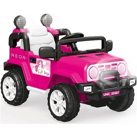 Resim Dolu Neon Uzaktan Kumandalı Akülü Araba 12 V Pembe 