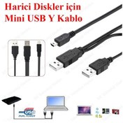 Resim Taşınabilir Diskler Için Usb Y Kablosu 2 Usb - Mini Usb 5-Pin 