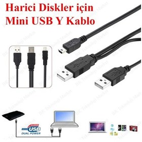 Resim Taşınabilir Diskler Için Usb Y Kablosu 2 Usb - Mini Usb 5-Pin 