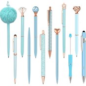 Resim 8 adet 8 Tükenmez Kalem Seti, Metal Kristal Elmas Kalem, Günlük Flash Kalem, Güzel Siyah El Yazısı, Şık Kalem, Kadınlar İçin Ofis Ev Hediyesi 