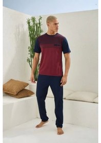 Resim Moon Wear Erkek 2094 Erkek O Yaka Pijama Takım Bordo 
