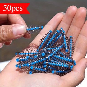 Resim 50 adet Paslanmaz Çelik Balıkçılık Yaylar, Evrensel İç Çapraz Balıkçılık Besleyici Yemler Kafes Yemleri, Metal Atıcı Yay Besleyici Yem Kafesleri Balıkçılar için 