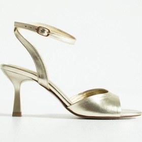 Resim Kadın Metalik Topuklu Sandalet Valen - Altın Altın 