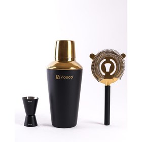 Resim Vosco VSCG-3 3 Parça Golden Bar Kokteyl Seti, Siyah 