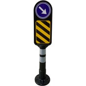 Resim İleri Trafik Delinatörlü Refüj Başı Ek Levhası Seti Siyah 