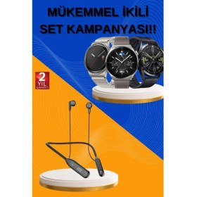 Resim Epilons Alarm Ve Titreşim Özellikli Akıllı Saat Ve Mikrofonlu Kablolu Bluetooth Kulaklık 60 Saat 