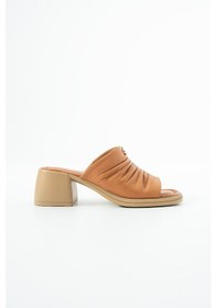 Resim Dericia Shoes Radiance Hakiki Deri Kadın Günlük Rahat Topuklu Terlik Turuncu 