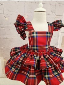 Resim H L Y Karol Tasarım Kırmızı Ekose Romper Kız Bebek Elbisesi, Özel Dikim Kız Çocuk Elbisesi, Doğum Günü Elbisesi, Fotoğraf Çekim Elbisesi, Kız Bebek Hediyesi, 0-2 Yaşa Uygun Kırmızı 