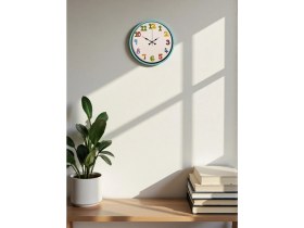 Resim Akıllı Durak 36 cm Turkuaz Çocuk Odası Duvar Saati 