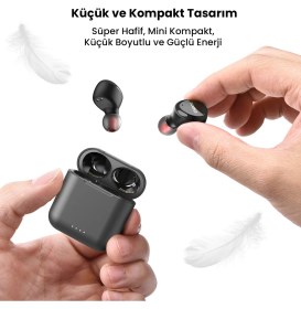 Resim Tozo T6S Ip-X8 Su Geçirmez Kablosuz Şarj Özellikli Dokunmatik Kontrol Kulakiçi Kablosuz 5.3 Bluetooth Kulaklık 