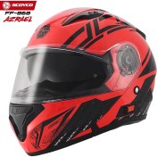 Resim Scoyco FF-868 Azrael Güneş Vizörlü Çene Açılır Kask Kırmızı - Siyah 