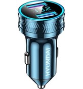 Resim Hy46b 40w Hızlı Şarj Dijital Ekran Çift Usb Araç Şarj Cihazı Mavi 