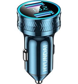 Resim Hy46b 40w Hızlı Şarj Dijital Ekran Çift Usb Araç Şarj Cihazı Mavi 