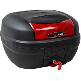 Resim MKG Kral Motor Kr 41 Box 33 Lt Bagajlı Motorsiklet Çantası Kırmızı Reflektörlü Arka Bagaj 