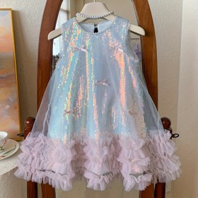 Resim Kızlar için Prenses Parti Elbisesi - Pastel Işıltılı Etekli, Şık Doğum Günü veya Fotoğraf Çekimi Kıyafeti - Özel Günler İçin Hafif ve Katmanlı Fırfır Detaylı Yüksek Kaliteli Kumaş 