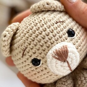 Resim Amigurumi Tulumlu Ayıcık Oyuncağım Bej - Çıngırak 