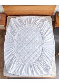 Resim Alla Turca Kapitoneli Sıvı Geçirmez Alez Komple Lastikli 160x200 Beyaz 