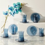 Resim Rakle Matte 12 Parça Çay Seti - Mavi - 132 ml 