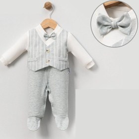 Resim Lamato Baby İnce Çizgili Yelekli Bebe Erkek Tulum Mint 