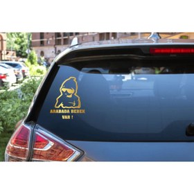 Resim Turuncu Sticker Arabada Bebek Var Cam Sticker 15x18 Cm 