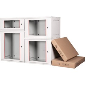 Resim Teknoloji Caddesi 7u 19" Duvar Tipi Rack Kabinet - 542x400mm Cam Ön Kapaklı Demonte Ağ Ve Güvenlik Dolabı 