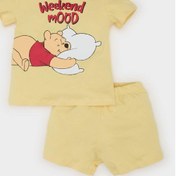 Resim DeFacto Erkek Bebek Disney Winnie The Pooh Pijama Takımı Kısa Kollu Penye Üst Beli Lastikli Şort E4785A525HSYL267 Sarı 