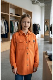 Resim Minimoda Kids Kız Çocuk Cepli Armalı Kışlık Gömlek 