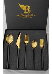 Resim 30 Parça Siyah Gold Çatal Kaşık Bıçak Seti Çok Renkli 