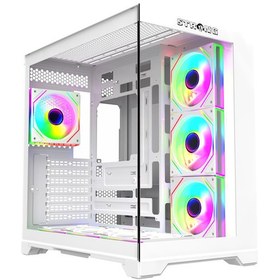 Resim Strong Dragon 7x 120 mm Fanlı ARGB Kumandalı ATX Akvaryum Beyaz Gaming Bilgisayar Kasası (Powersız) 