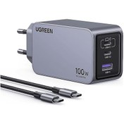 Resim Ugreen Nexode Pro 100 W QC PD Type-C 2xUSB-C 1xUSB-A Gan Hızlı Şarj Cihazı Uzay Grisi 