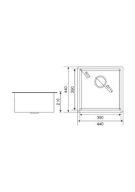 Resim Crauf Stella Eviye 440 x 440 x 210 MM Inox 