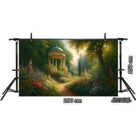 Resim Venspor Romantik Bahçe ve Antik Gazebo Arkaplan, 200x150cm, Fon, Duvar Örtüsü 