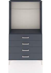 Resim Arges Dolap Tek Raflı 4 Çekmeceli Tek Askılı 88x30x163 Antrasit-antrasit Antrasit 