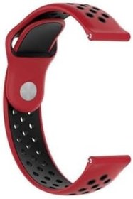 Resim Gpack Amazfit GTR 2 Classic ile Uyumlu Kordon, Delikli Çift Renk Silikon, Kırmızı 