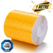 Resim Badem10 Reflektörlü Fosforlu Şerit Bant Sarı Reflekte İkaz Bandı 1 Metre 