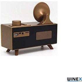 Resim Winex Çift Hoparlörlü Gramafon Speaker Bluetooth Hoparlör Fm Radyo + Sd Kart + UsbA + 3.5 MM Aux Girişli 