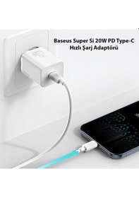 Resim Baseus Super Si 20W PD Type-C Hızlı Şarj Adaptörü Beyaz 