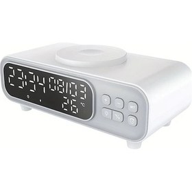 Resim Willowhaven 4ü1 Hızlı Kablosuz Şarj Standı Led Gece Lambası Alarm Saati Termometre Beyaz 
