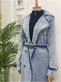 Resim Esre Store 4409 Kot Tesettür Trençkot Açık Mavi 