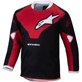 Resim Alpinestars Kids Racer Veil Kros Çocuk Motosiklet Jerseyi Siyah Kırmızı Beyaz 