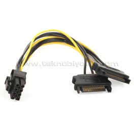 Resim Dark 2 x SATA - 6+2 pin PCI-E Dönüştürücü Kablo (DK-CB-P203) 