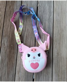Resim Çanta Silikon Sanrio Kuromi Karakter Figür Popit Çocuk Ayarlanabilir İp Askı Omuz Çantası Pembe 
