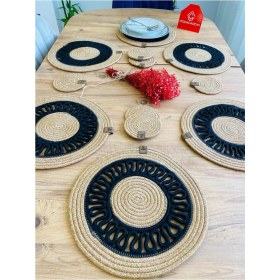 Resim Jütex Home Jüt Hasır Amerikan Servis Supla ve Bardak Altı 12 Parça 