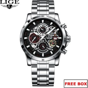 Resim Hanyang Gümüş Relogio Masculino Bilek Saatler Erkekler 2022 Üst Marka Lüks Lıge Altın Chronograph Erkekler Saatler Altın Büyük Erkek Kol Saati Adam + Kutu (Yurt Dışından) 