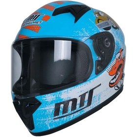 Resim Motoanl Motosiklet Mini Çocuk Full Face Ce Sertifikalı Kapalı Kask Mavi 