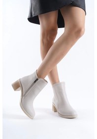 Resim Larıssa Fermuarlı Ortopedik Taban Topuklukadın Bot Kt - Krem Krem 