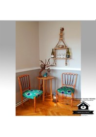 Resim Kedikulübesi Raf - Kitaplık - Çiçeklik - Şaraplık - Ahşap Halatlı Eskitme Raf 