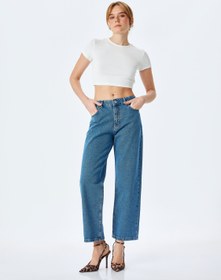 Resim Straight Fit Düz Paça Cepli Denim Pantolon - Straight Fit Jeans 