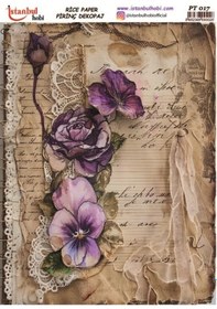 Resim Pirinç Dekopaj Kağıdı 30x42cm Pt-017 Yazı Çiçek 