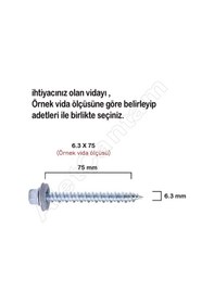 Resim 6.3x105 Mm Betofast Vida Sivri Uçlu Çatı Panel Beton Ağaç Vidası -50 Adet 105 